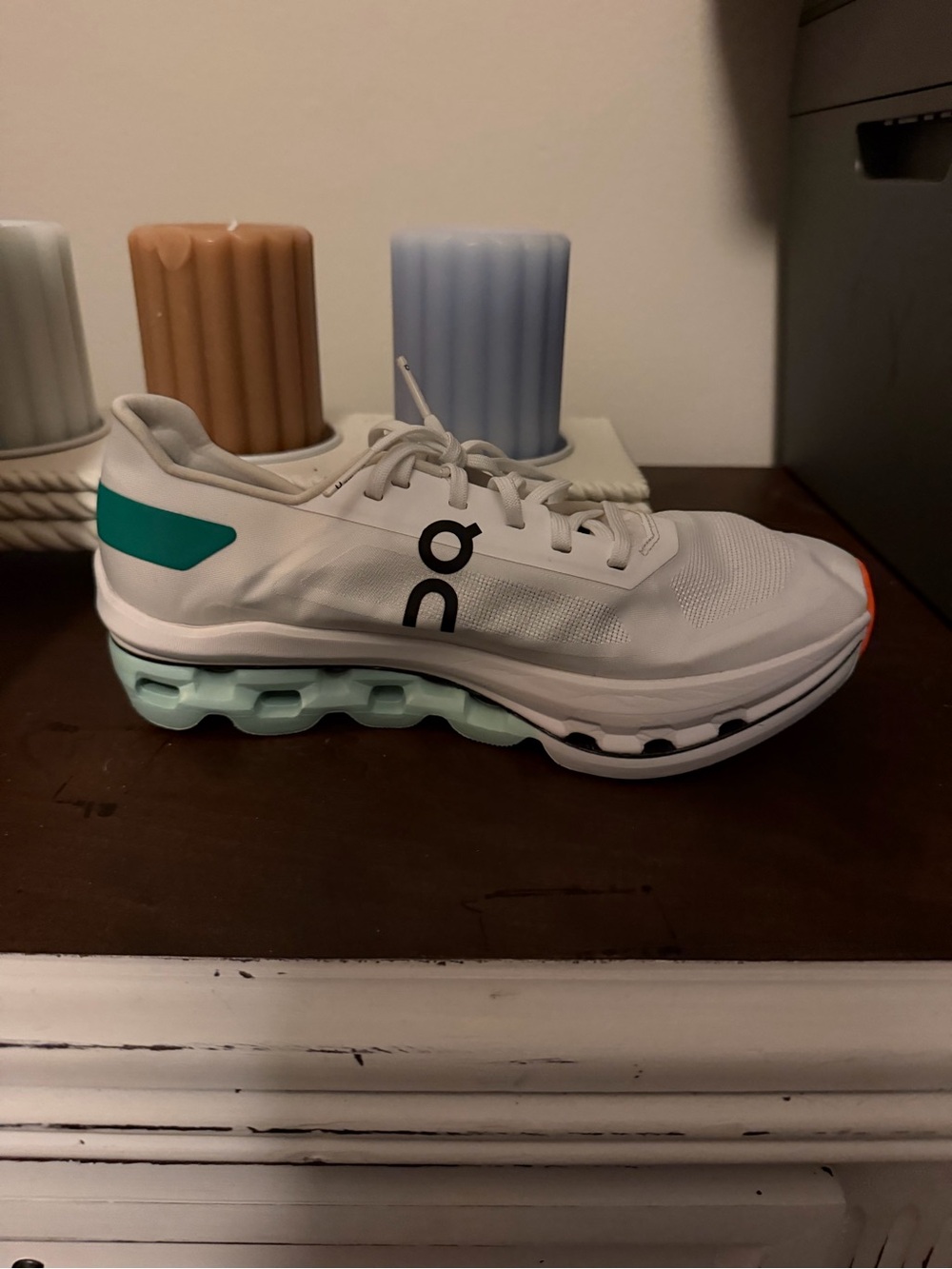 On Running Women’s Cloudswift White Running Shoes with Teal and Mint Accents